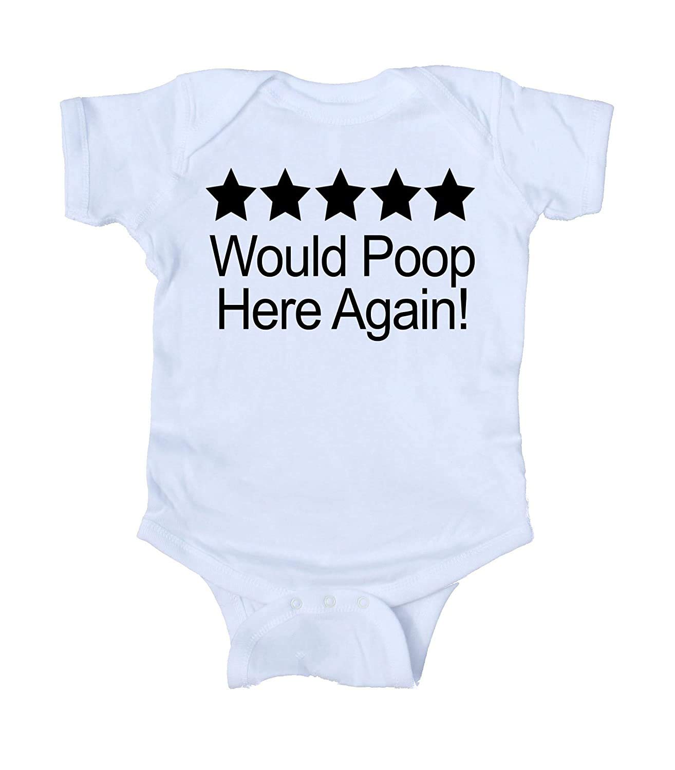 GKrepps Funny '5 Stars Would Poop Here Again' Baby Bodysuit - Cute Infant & Toddler Romper for Playtime, Photo Shoots & Everyday Wear