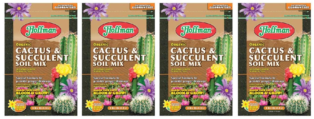 **Hoffman 10404 Organic Cactus & Succulent Potting Soil Mix – 10 Quart (4 Bags, 40 Quarts Total) for Indoor & Outdoor Plants, Aloe, Tropical Perennials – Ideal for Pots, Gardens & Desert Plants**