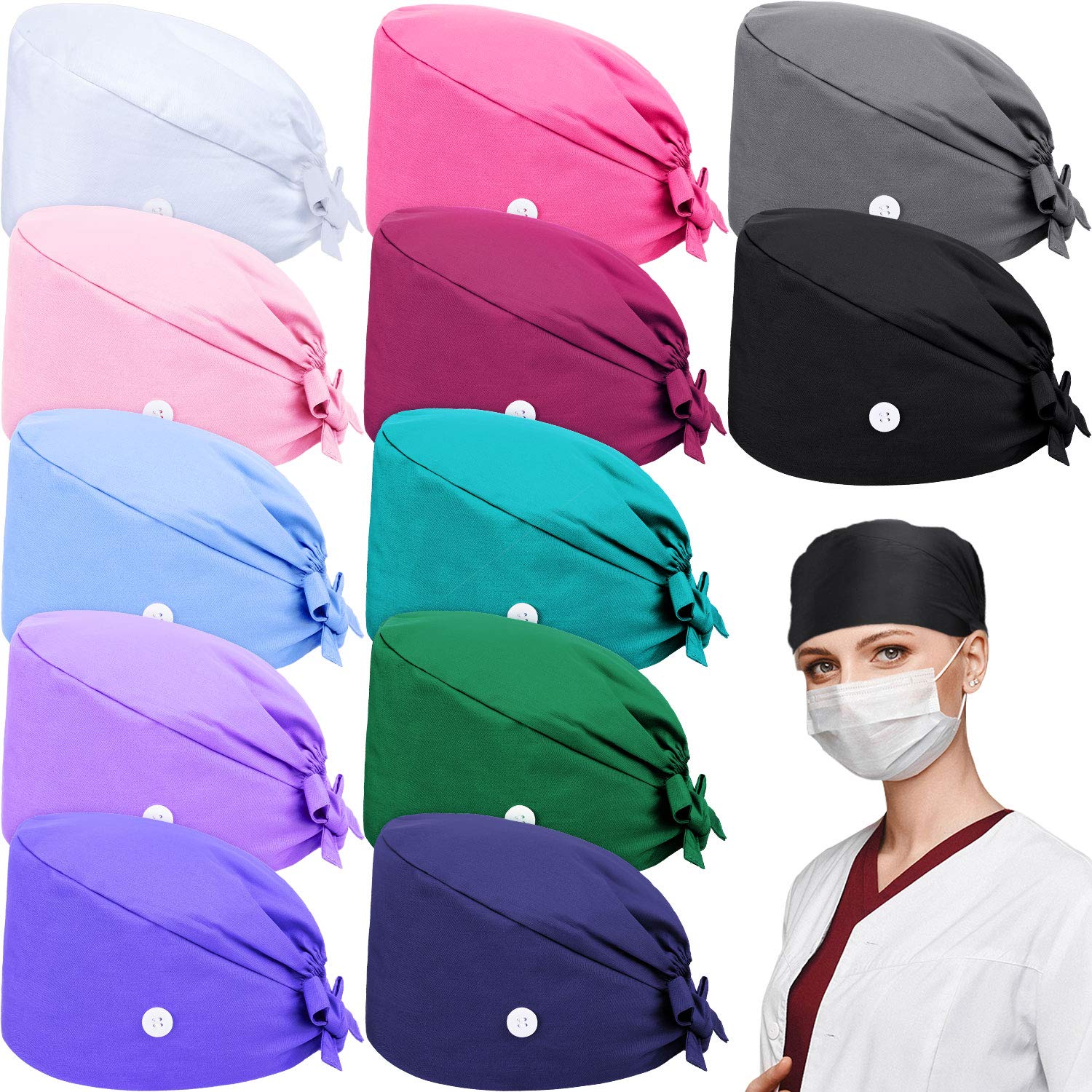 Syhood 12 Pack Unisex Adjustable Gourd-Shaped Working Caps with Sweatband - 12 Color Options for Construction, Gardening & Outdoor Work