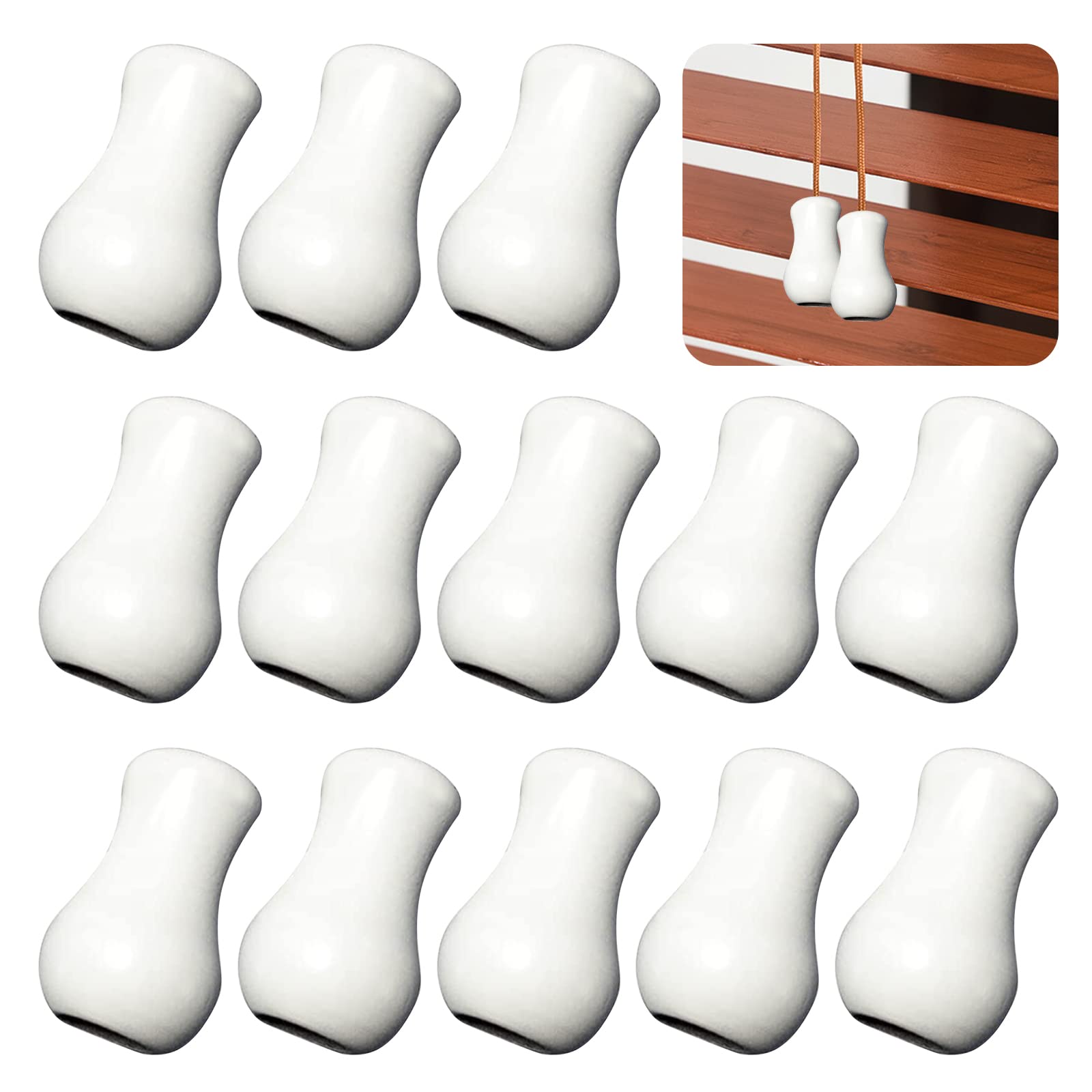 15Pcs White Wooden Cord Tassel for Window Blinds - Real Wood Hanging Ball Pulls for Curtains & DIY Crafts - Perfect for Home Decor, Nursery, and Living Room Window Treatments