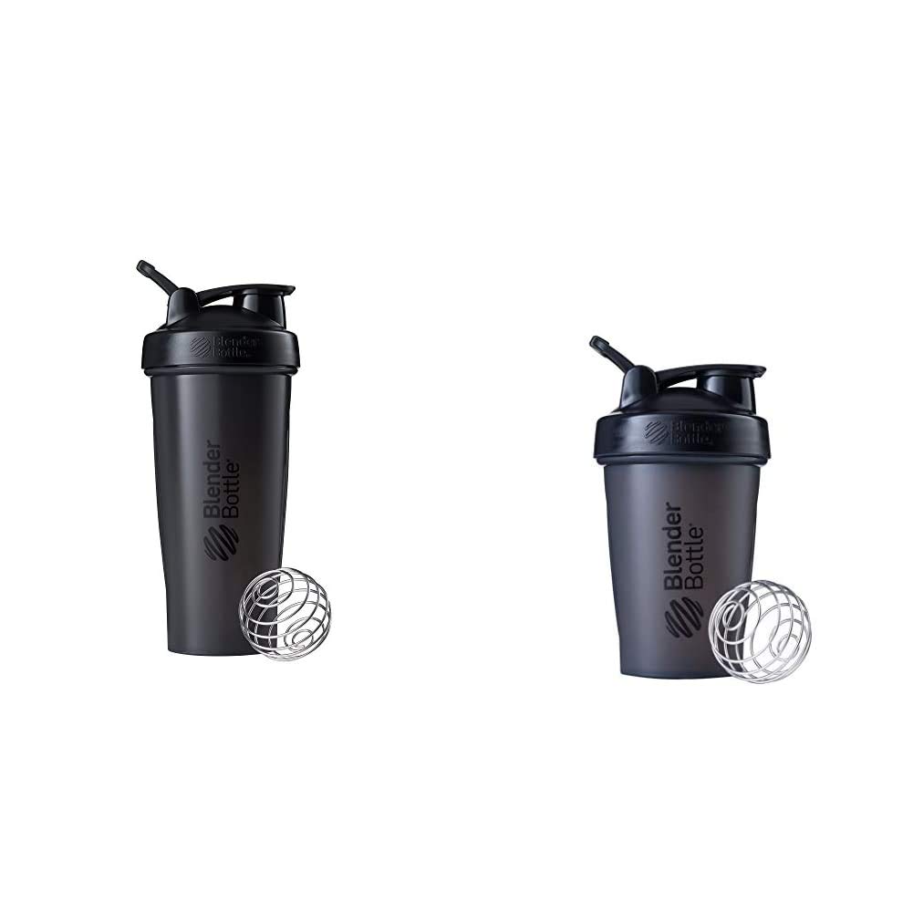 Premium Blender Bottle Classic Shaker Bottle for Protein Shakes, Pre-Workout & Post-Workout Drinks - Leakproof & BPA-Free - Perfect for Gym, Fitness & Bodybuilding - Black