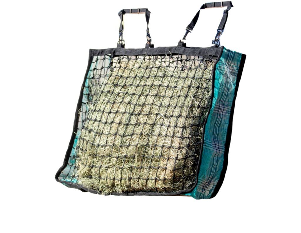 Kensington Slow Feed Hay Bag for Horses - 4 Flake Size, Atlantis Blue (2021 Model) - Perfect for Stables, Barns & Pastures - Reduces Waste & Promotes Healthy Eating