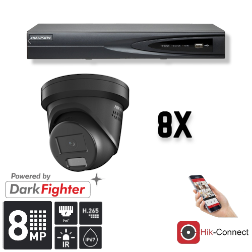 8MP Security Camera System with 8 Turret Cameras, DVR Recorder & Cables - Ideal for Home, Office & Business Surveillance
