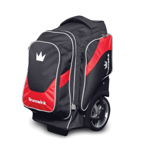 Brunswick Charger Double Roller Red Bowling Bag - Premium 2-Ball Rolling Bowling Bag for Men & Women - Perfect for League Play, Tournaments & Practice Sessions
