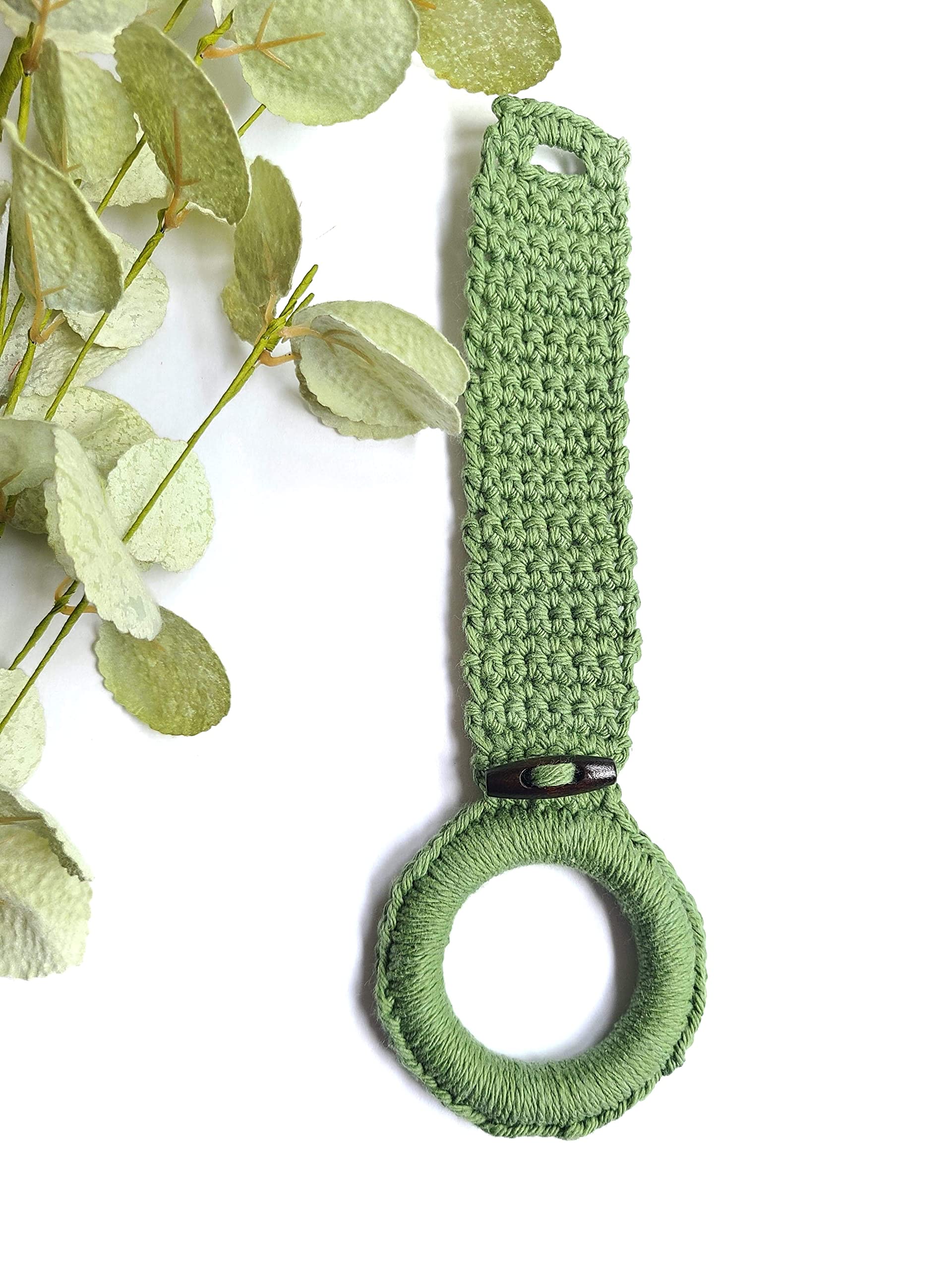 Premium Hanging Kitchen Towel Ring - Sturdy Towel Holder with Hanging Loop for Kitchen Towels - Unique Housewarming Gift for Home & Kitchen (Green) - Perfect for Organizing Dish Towels by Sink or Stove
