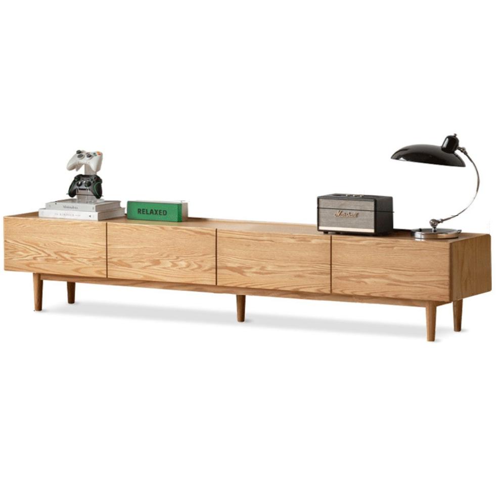 86.6x13.7x16.5 inch / 220x35x42 cm / Natural wood color / TV cabinet open door