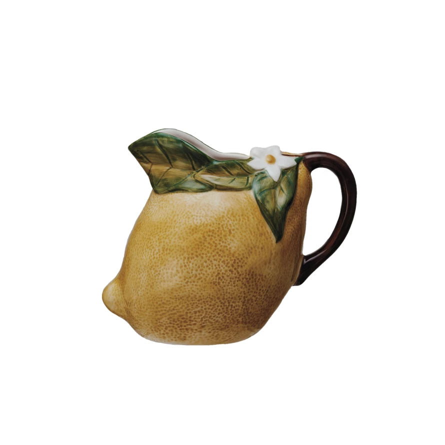 Floral Lemon Pitcher - Elegant Glass Pitcher for Iced Tea, Lemonade & Summer Drinks - Perfect for Parties, Picnics & Home Decor
