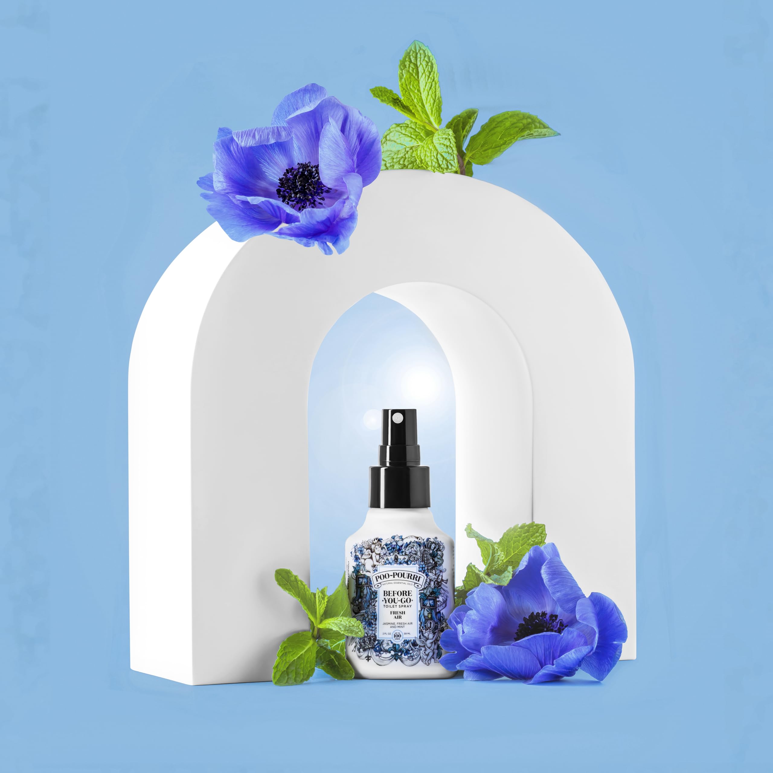 Poo-Pourri Before-You-Go Toilet Spray - 2 Fl Oz, Jasmine & Mint Scented Bathroom Air Freshener - Eliminates Odors Instantly - Perfect for Home, Office & Travel Use
