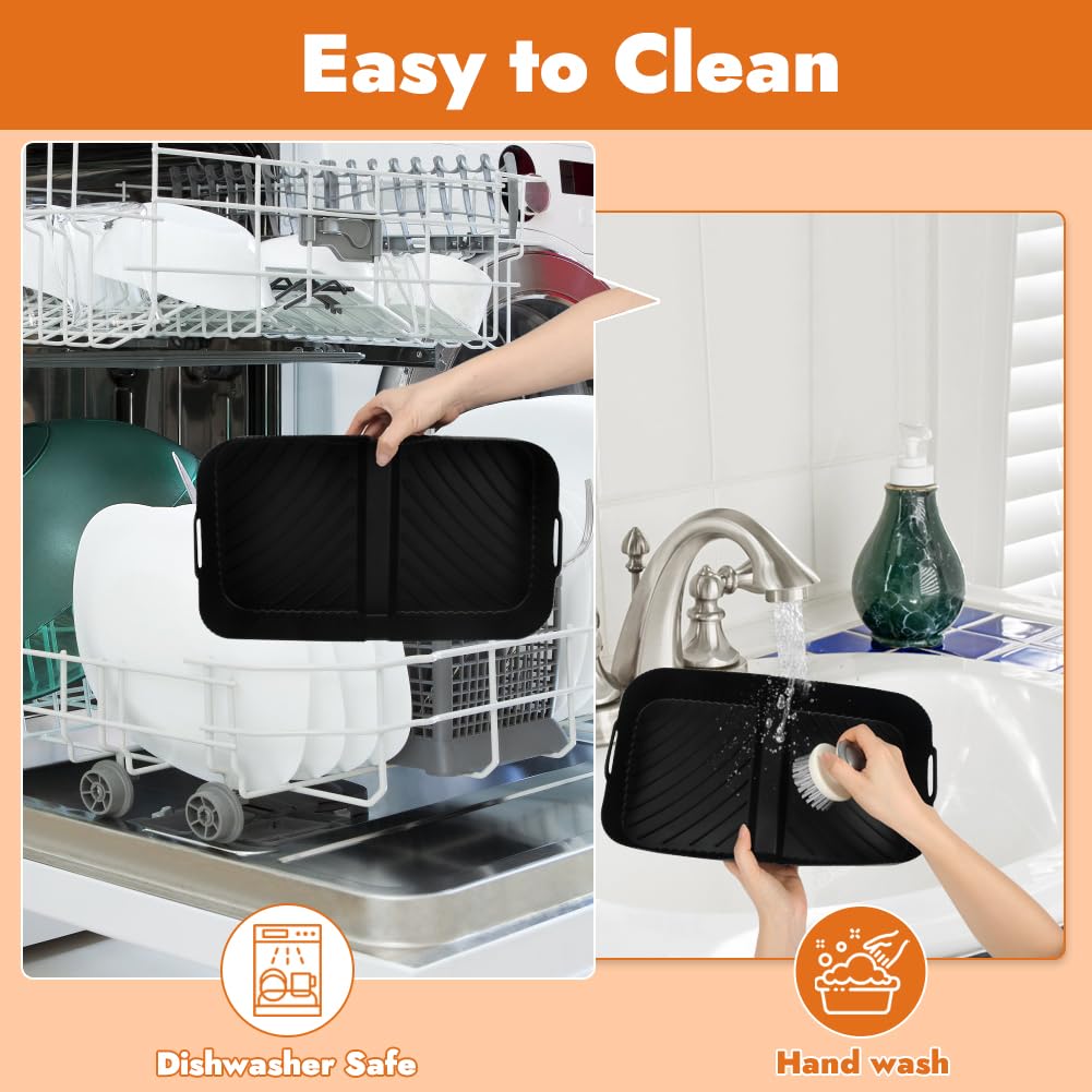 GINOYA Large Air Fryer Liners for Ninja AF500UK & Duronic AF34 - Reusable Silicone Accessories for 10.4L & 10L Air Fryers (2PCS) - Perfect for Healthy Cooking, Roasting, Baking & Frying at Home