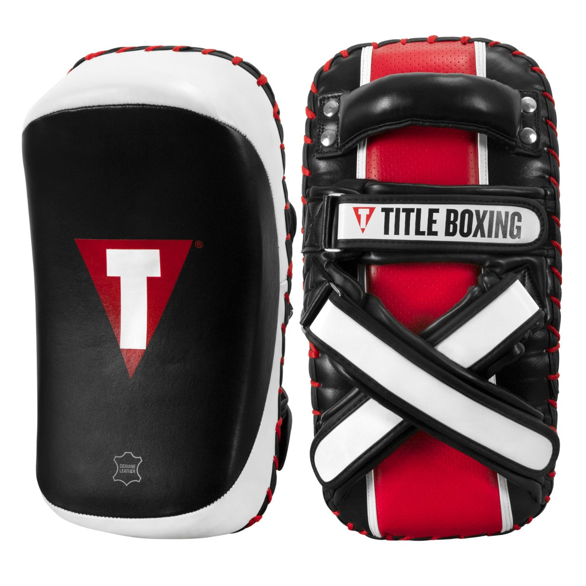 TITLE Boxing X Factor Leather Thai Pads (Pair) - Premium Muay Thai Training Equipment for Kickboxing, MMA & Fitness - Perfect for Gyms, Home Workouts & Martial Arts Training