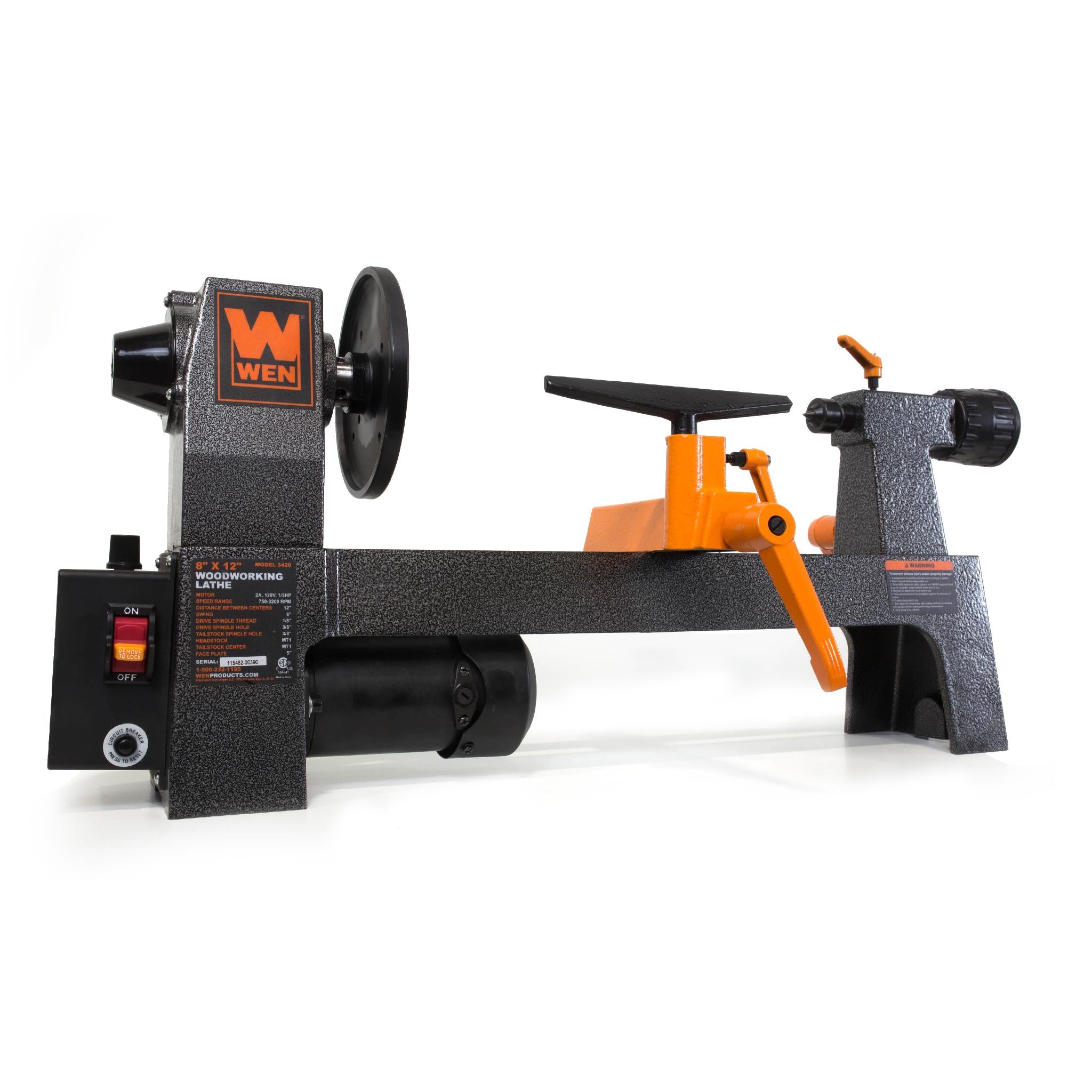 WEN R3420 8x12 Inch Variable Speed Benchtop Wood Lathe | Refurbished Woodworking Tool for Turning Bowls, Pens & Small Projects | Perfect for DIY Crafts & Home Workshops