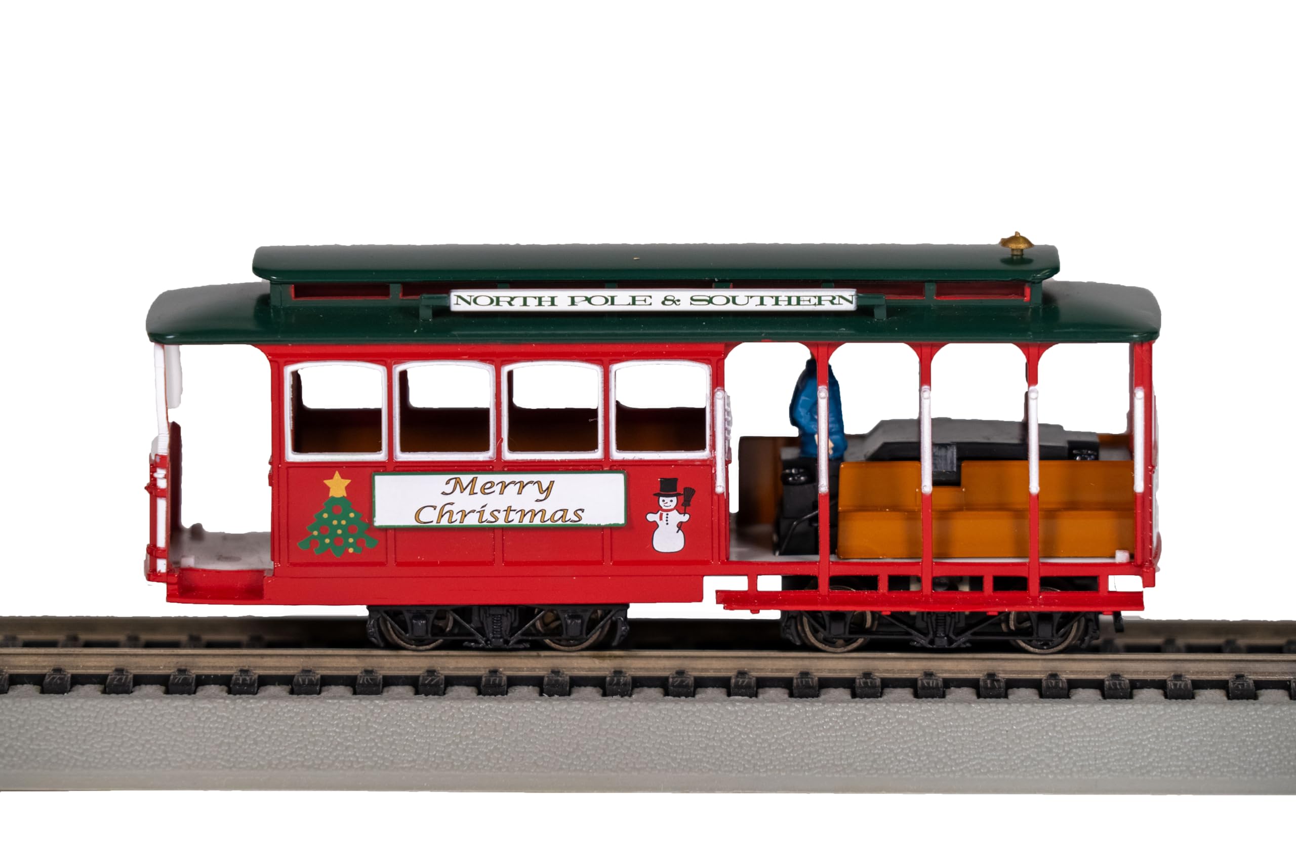 Yellow & Red HO Scale Cable Car with Grip Man - Perfect for Model Train Layouts & City Dioramas