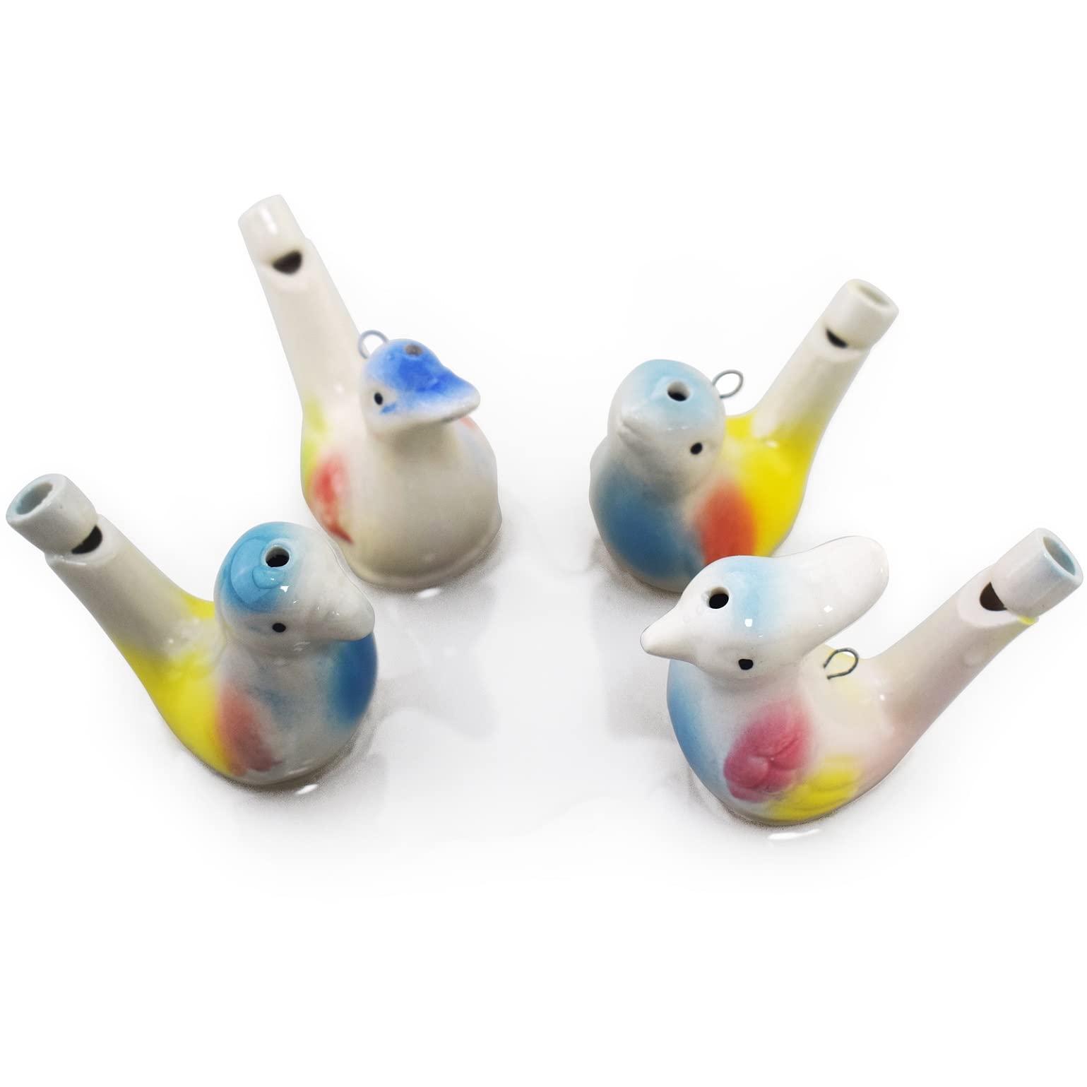 4PCS Ceramic Bird Whistle Toys with Hanging Rope - Fun Musical Gifts for Kids Birthday, Party Favors & Outdoor Activities - Perfect for Garden Decor, Children's Playtime & Holiday Celebrations