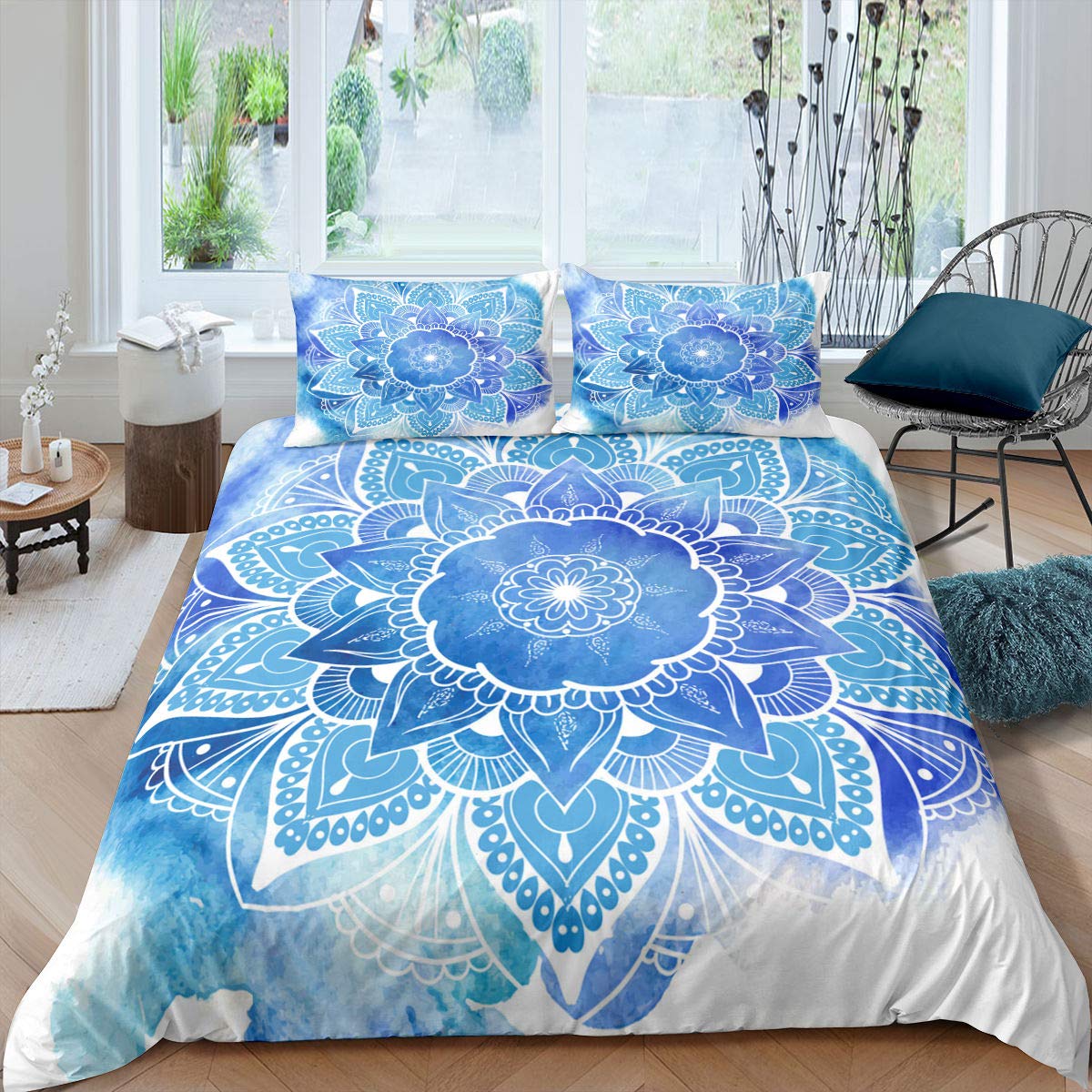 Bohemian Comforter Cover Set - Mandala Tribal Boho Tie Dye Duvet Cover with Pillowcase for Twin Bed | Ethnic Indian Lotus Floral Bedding for Women, Girls & Kids | Perfect for Bedroom Decor, Guest Rooms & Boho Chic Home Styling
