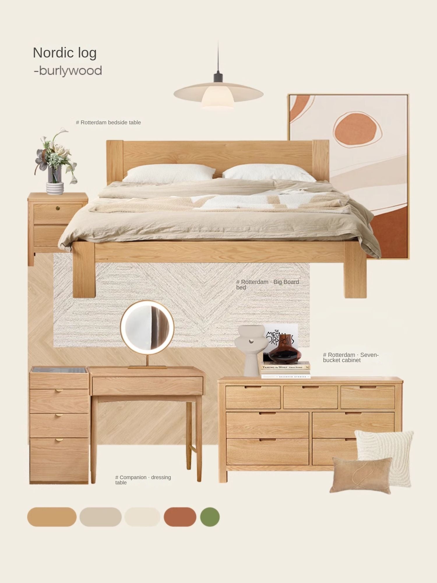 Solid Oak Wood Nightstand with Locking Drawer - Stylish and Durable Bedside Table for Bedroom, Living Room, or Guest Room