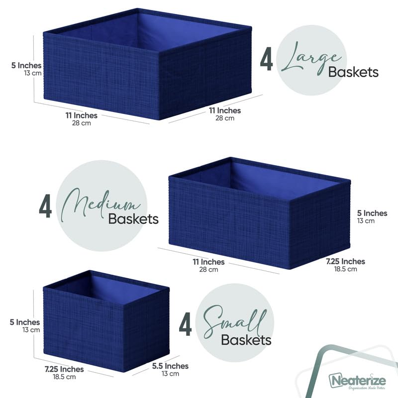 12-Piece Navy Drawer Organizer Set for Baby Clothes - Nursery Dresser Organizers, Closet Storage & Bedroom Organization | Perfect for Newborn Wardrobe, Toddler Clothing & General Home Organization