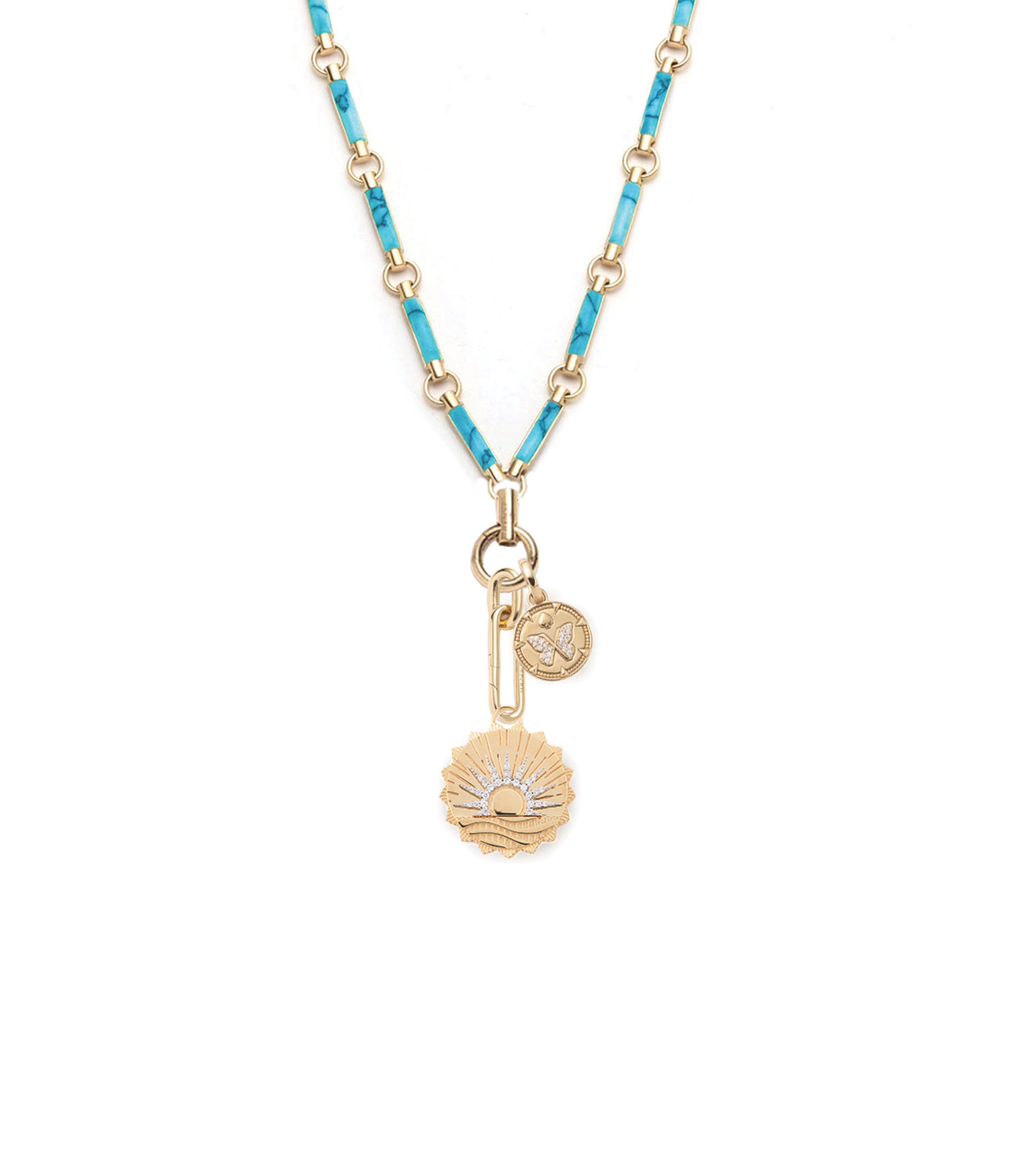 Drop Element Chain Necklace with Turquoise Gemstone - Elegant Boho Jewelry for Women, Perfect for Casual Wear, Date Nights & Special Occasions