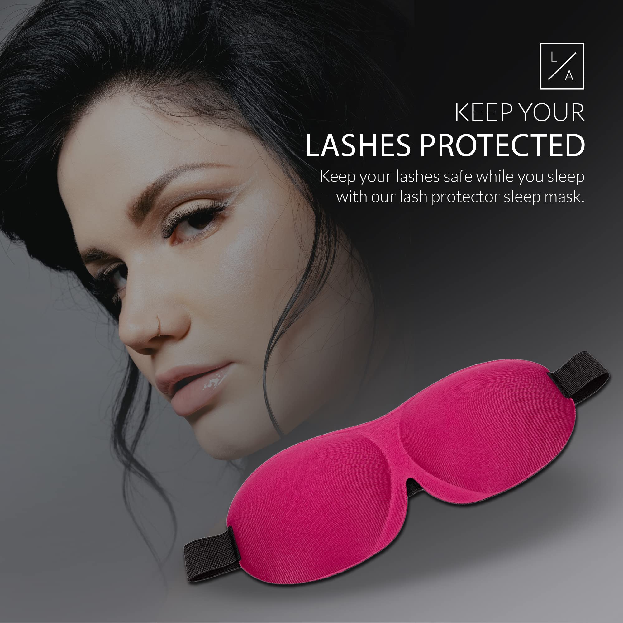 3D Eye Mask for Sleeping with Eyelash Extensions - Lash Protector Night Sleep Mask, Contoured & Lightweight Eye Cover for Comfort - Pink | Perfect for Travel, Spa & Beauty Sleep