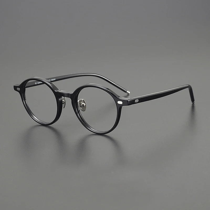 Stylish Black Unisex Full Rim Round Acetate Eyeglasses Frame - Trendy Retro Glasses for Men & Women - Perfect for Reading, Work, and Fashion Accessories