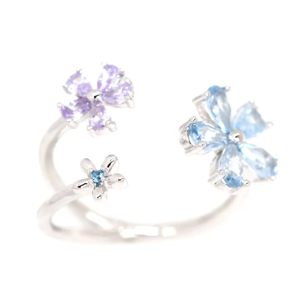Blossom Blue Ring - Elegant Floral Design Jewelry for Women | Perfect for Weddings, Parties & Gifts