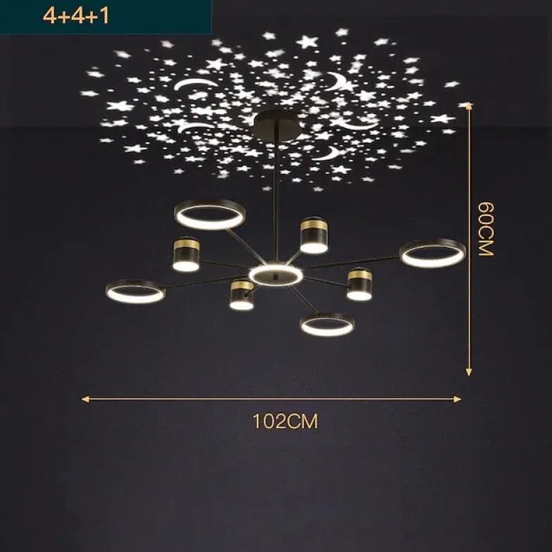 Starry Sky Projection LED Modern Pendant Light - Dimmable Ceiling Fixture for Bedroom, Living Room & Nursery - Romantic Ambiance Lighting for Home Decor