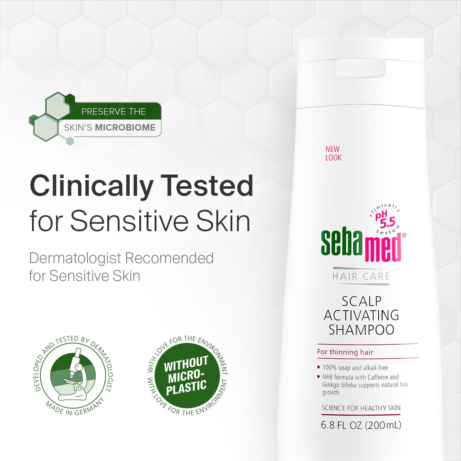 Sebamed Anti Hair Loss Shampoo for Thinning Hair - Dermatologist Recommended Scalp Activating Formula to Support Natural Hair Growth & Reduce Hair Fall - 6.8 fl oz (200ml) Pack of 5 - Ideal for Daily Hair Care Routine & Thinning Hair Treatment