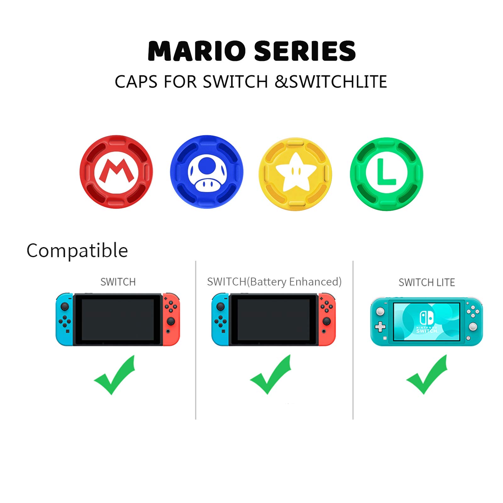 4Pcs Silicone Joystick Thumb Grip Covers for Nintendo Switch Joy-Con/Switch OLED/Switch Lite - Anti-Slip, Comfortable Game Controller Accessories for Enhanced Gaming Experience - Perfect for Mario Kart, Zelda & Multiplayer Gaming Sessions