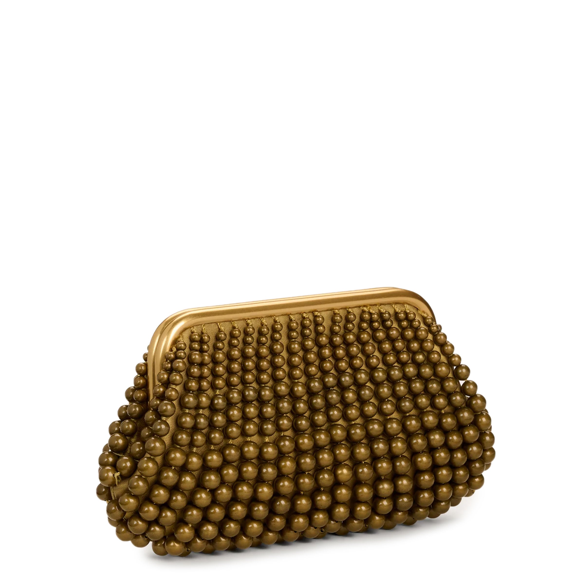 Vintage Nia Beaded Clutch Purse - Antique Brass Evening Bag for Women | Elegant Wedding, Party & Prom Accessory