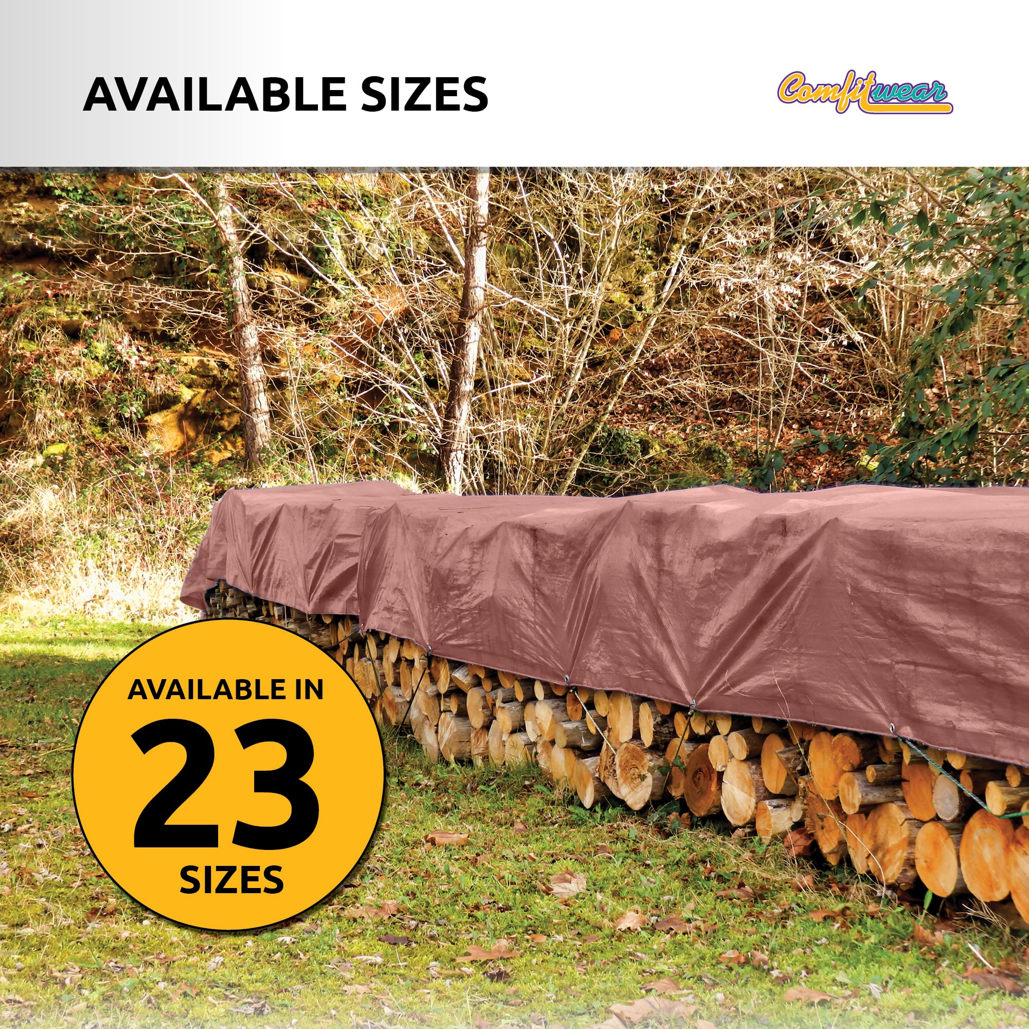 Heavy-Duty Waterproof 30' x 50' Brown Poly Tarpaulin with Reinforced Grommets - UV Resistant Multi-Purpose Tarp for Pool Cover, Boat, Camping, Canopy & Outdoor Protection - All-Weather Shelter Solution