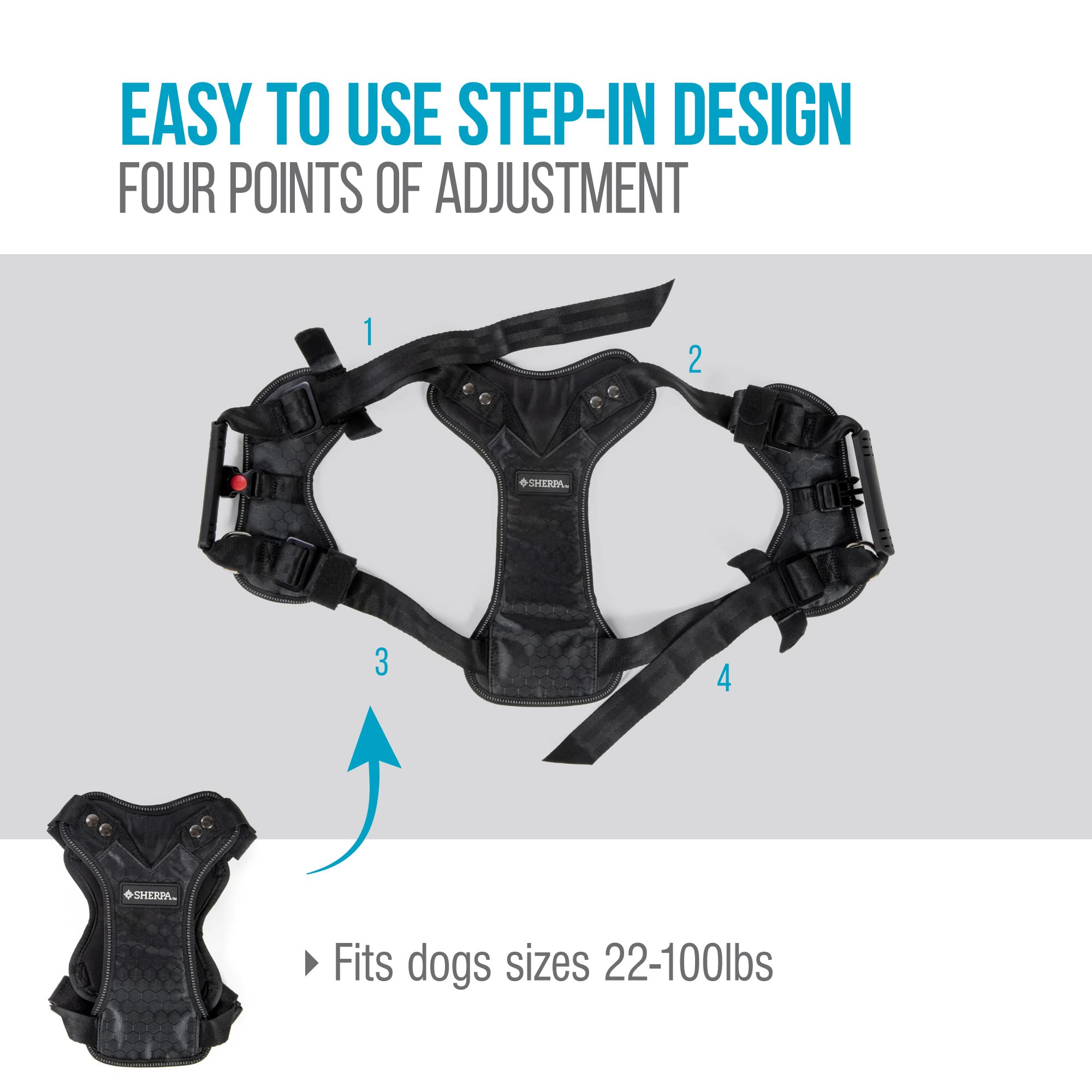 Sherpa Crash-Tested Dog Car Harness - Large Black Pet Seat Belt for Safe Travel | Perfect for Road Trips, Vet Visits & Daily Commutes