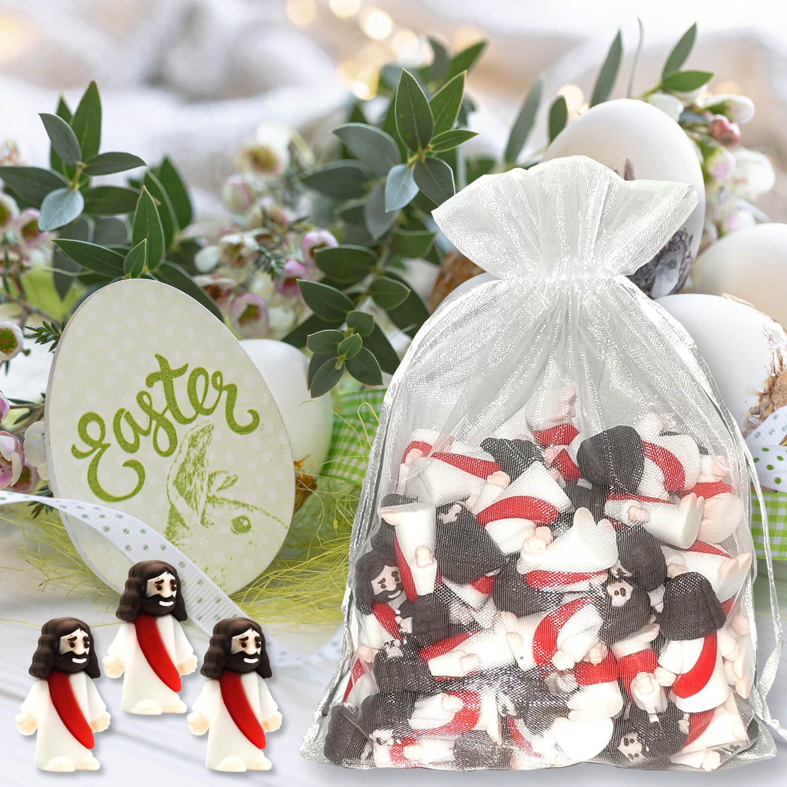 50 Pcs Mini Jesus Figurines Toys - Religious Party Favors, Easter Egg Stuffers & Christian Gift Ideas for Kids, Home Decor, Nativity Scenes & Bible Study Visual Aids