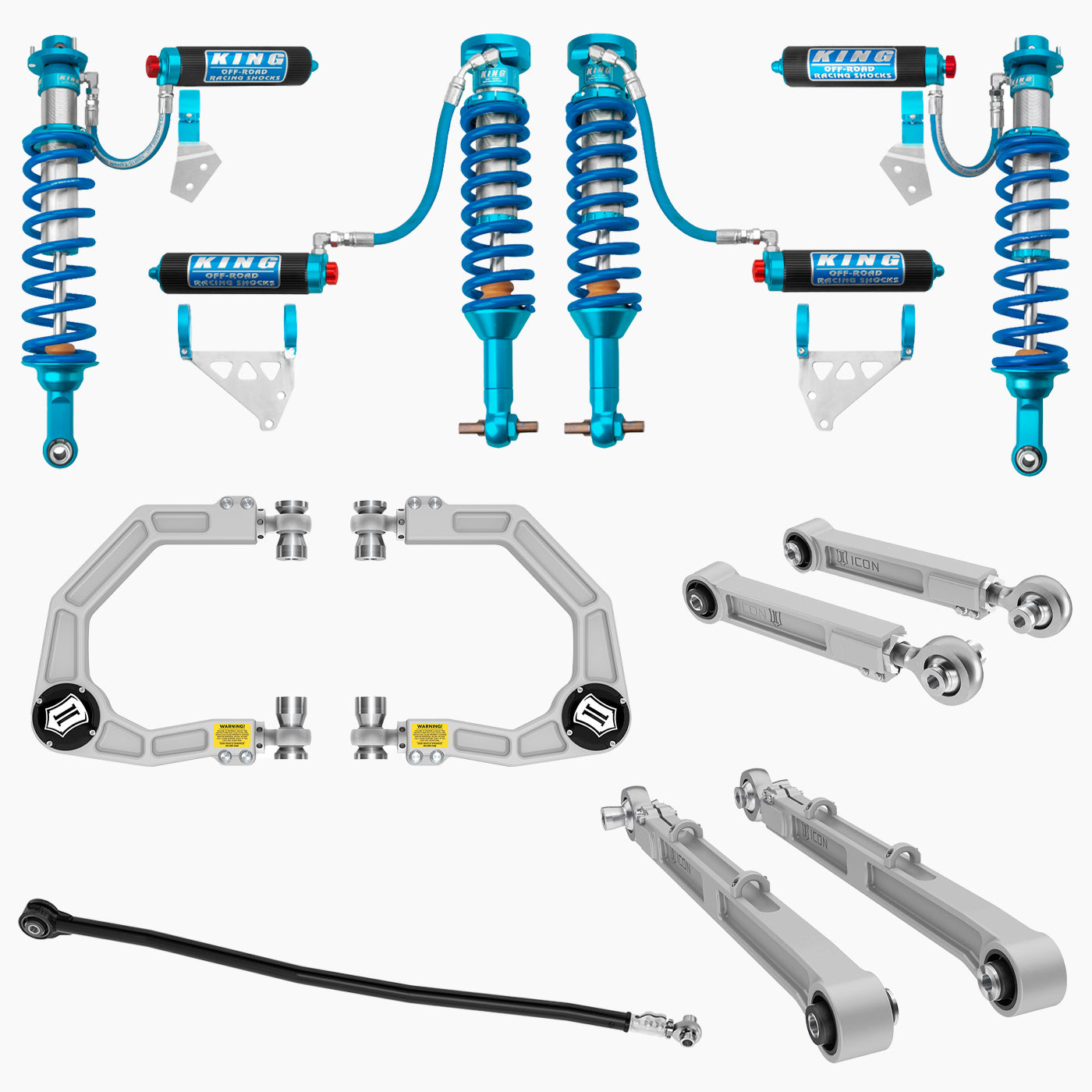 21+ Ford Bronco King 2.5 Finned RR Front & Rear Coilovers Kit with Upper Control Arms & Trailing Arms - Off-Road Suspension Upgrade for Enhanced Performance on Rough Terrain