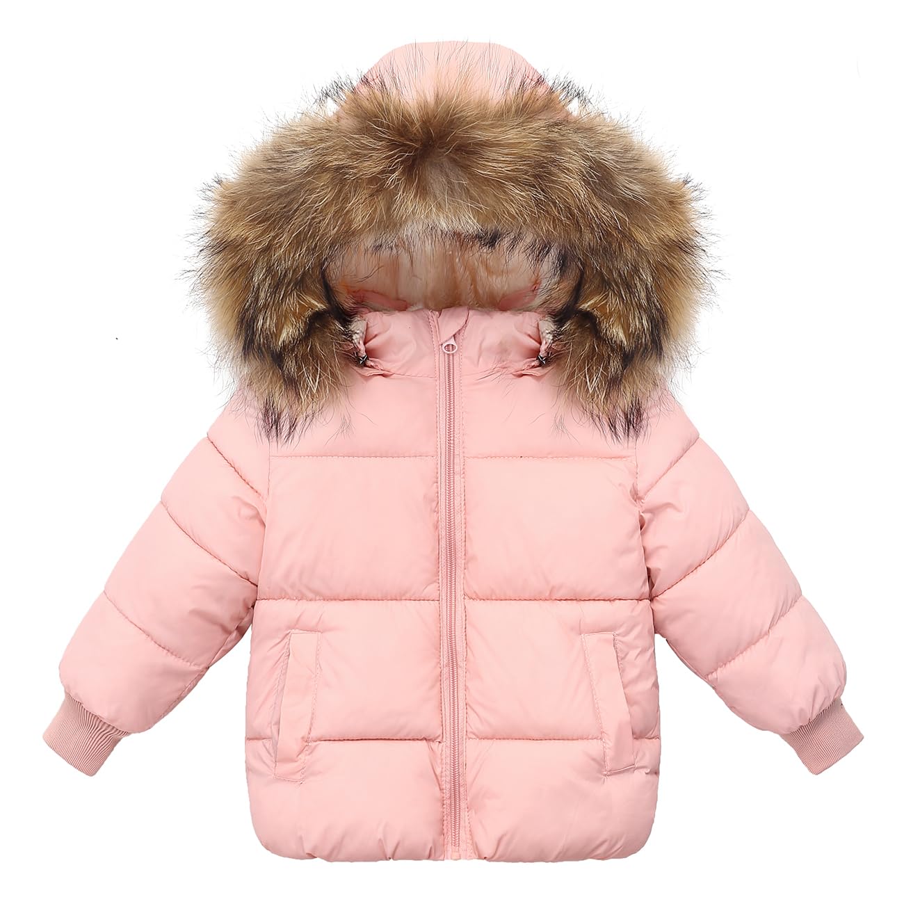 Warm Baby Boy & Toddler Girl Winter Puffer Jacket with Hood & Fur Collar - Cozy Down Outerwear for Cold Weather Playdates & Outdoor Adventures