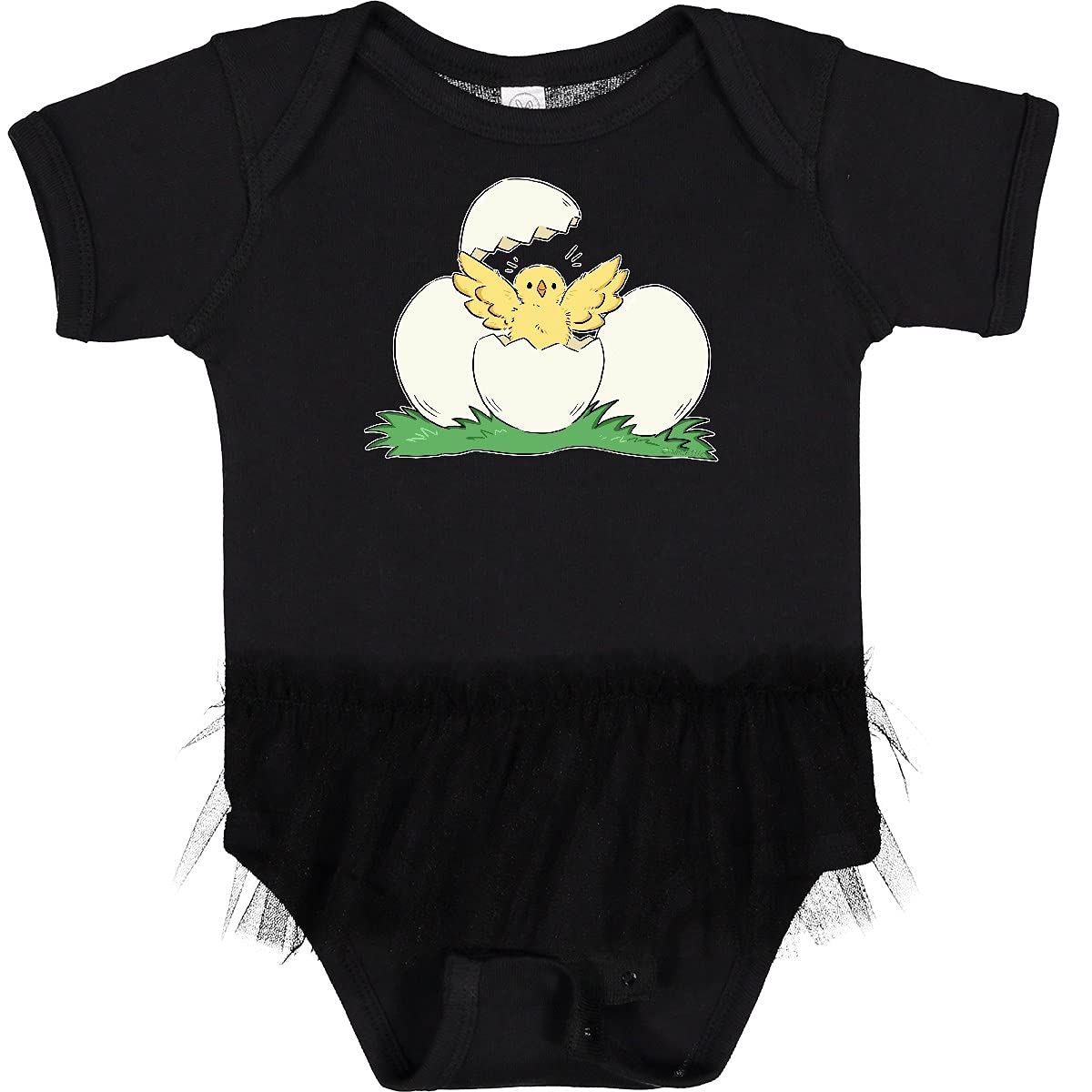 Inktastic Cute Chick Hatching from Egg Infant Tutu Bodysuit - Baby Girls' Easter Outfit, Spring Photo Shoot, Birthday Party, Baby Shower Gift