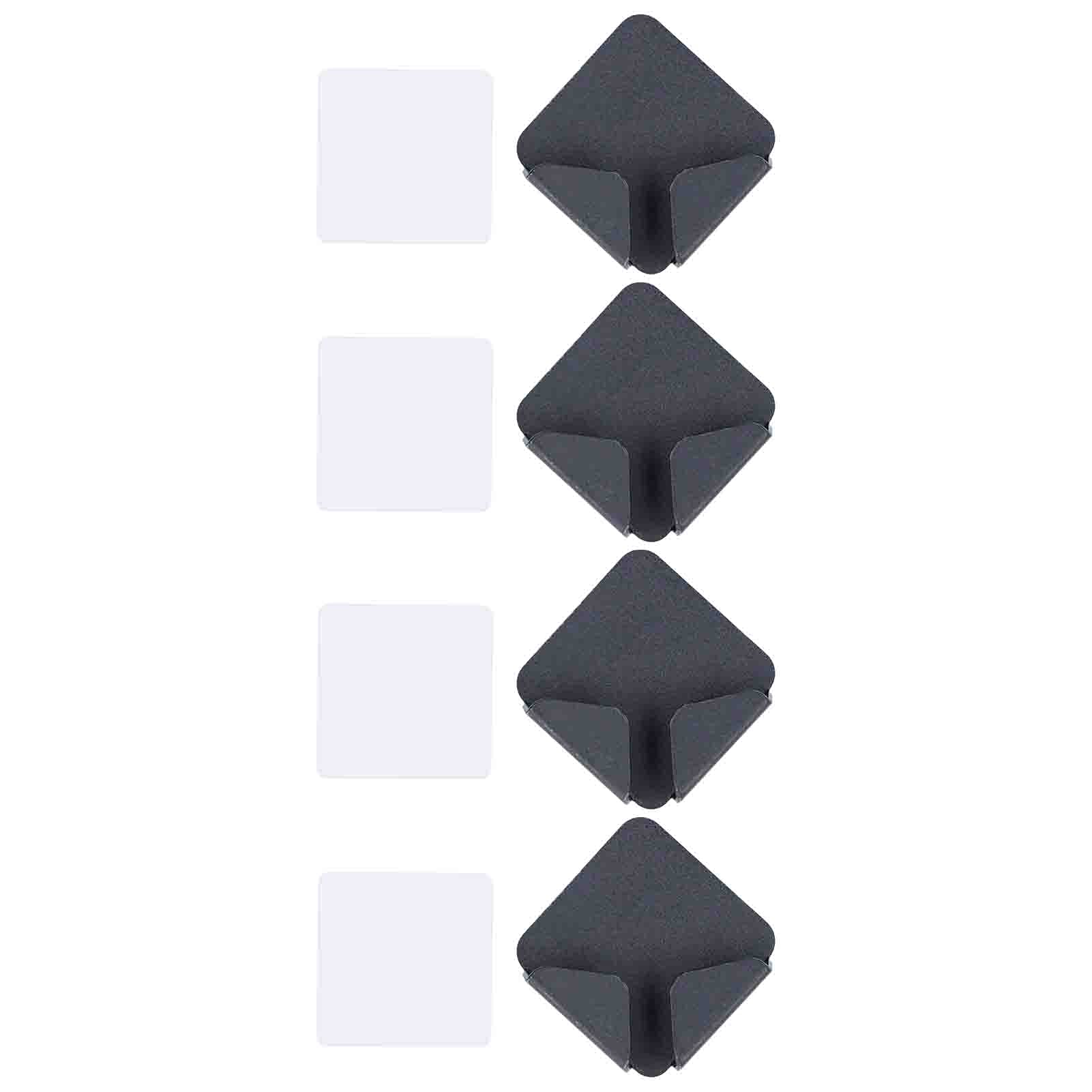 4-Pack Black Wall-Mounted Toothbrush & Razor Holder with Power Cord Storage - Includes 4 Double-Sided Adhesive Stickers - Perfect for Bathroom Organization & Small Appliance Storage