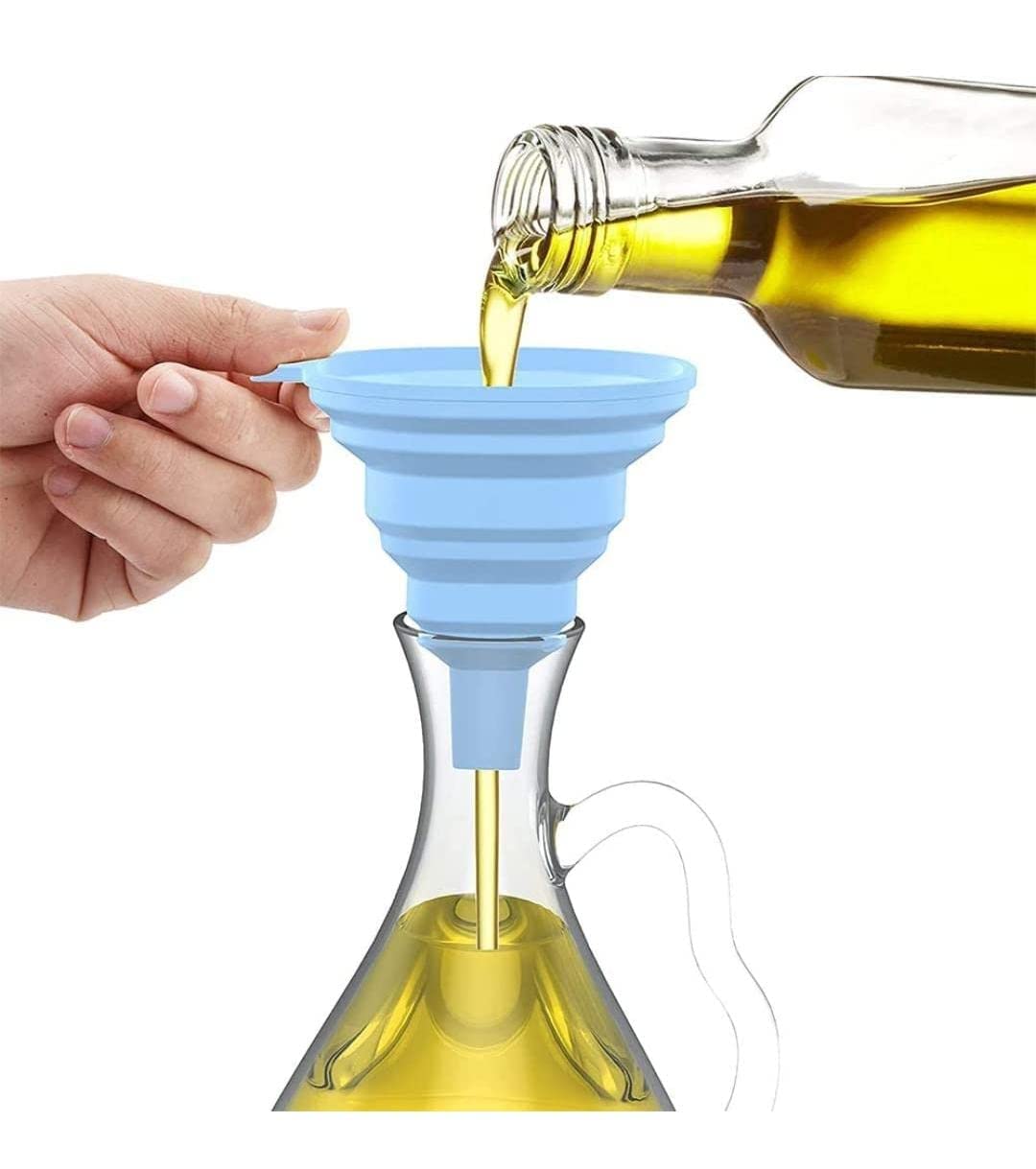 BHUMA Collapsible Silicone Funnel - Foldable Kitchen Funnel for Liquid & Powder Transfer - Reusable Water Bottle Funnel (2 Pack) - Perfect for Cooking, Baking, Camping & DIY Projects