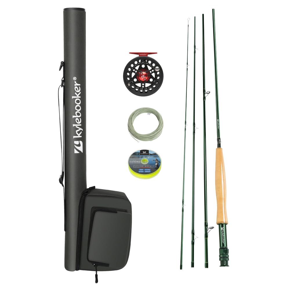 Kylebooker Fly Fishing Rod and Reel Combo Kit - 3/4/5/6/7/8 Weight Complete Starter Outfit with Carrying Case - Perfect for Beginners, Trout Fishing, and Outdoor Adventures