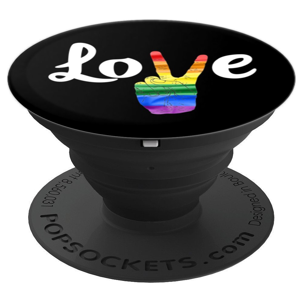 Rainbow Flag PopSockets PopGrip with Peace Sign - Swappable Phone Grip for iPhone, Samsung & Tablets - Perfect for Pride Events, LGBTQ+ Support & Everyday Use