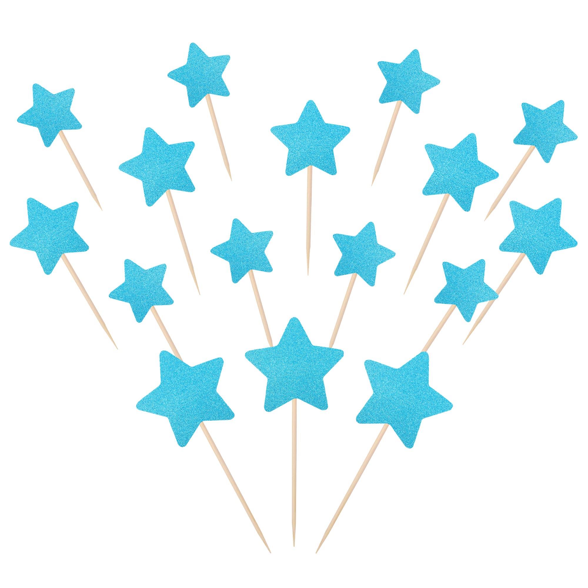 30PCS Glitter Star Cupcake Toppers - Wedding, Baby Shower Decorations
