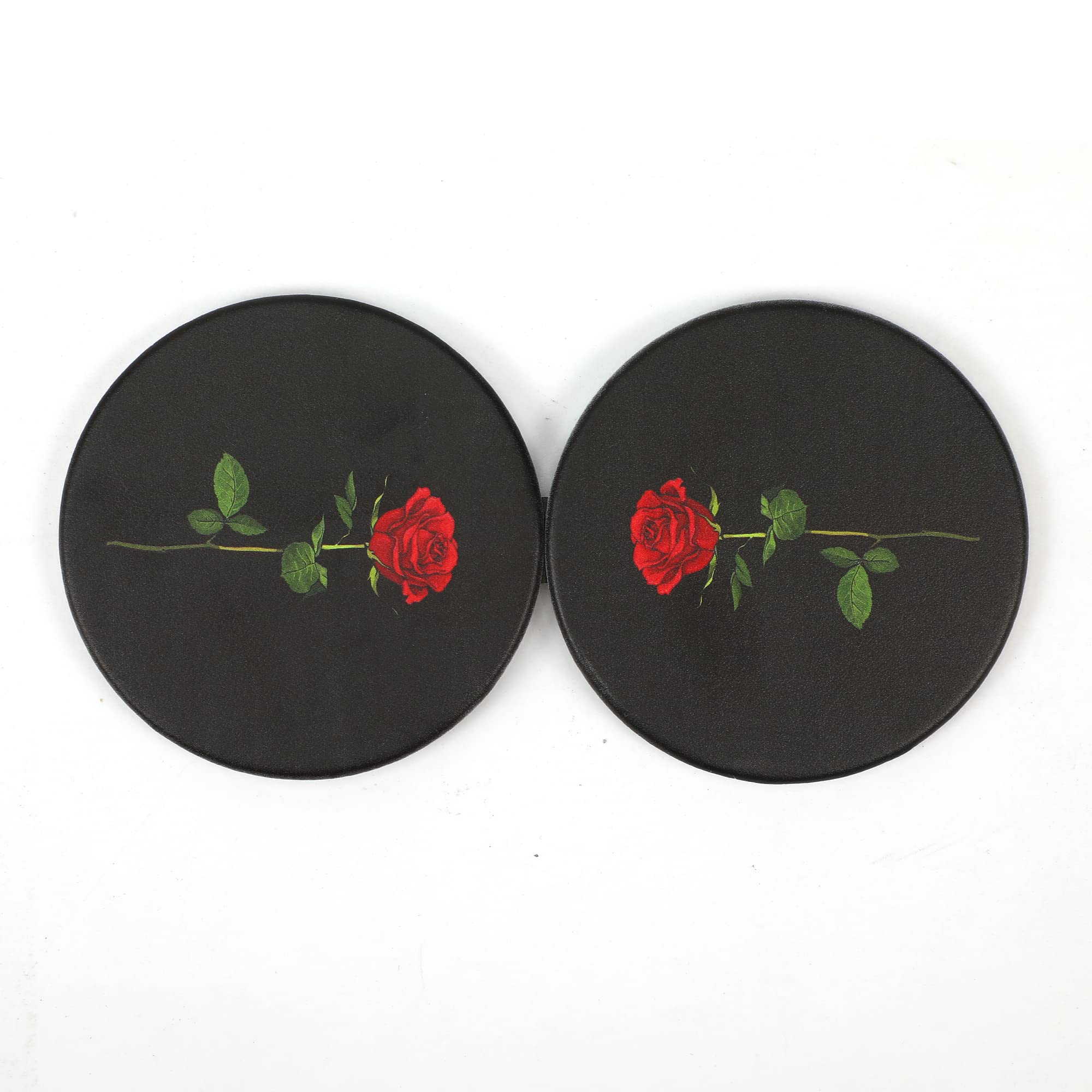 Dynippy Compact Mirror Double-Sided 1X/2X Magnifying - Rose Flower Design 2.75 Inch Round Makeup Mirror - Portable Pu Leather Hand Mirror for Purse, Travel, and On-the-Go Touch Ups
