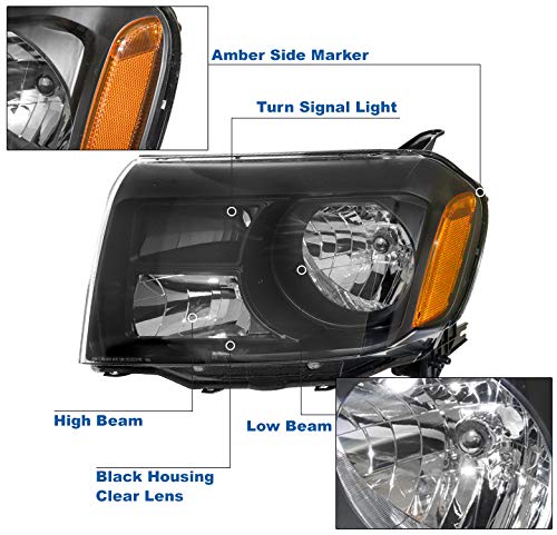 2012-2015 Honda Pilot Replacement Headlights - Black Housing with 6