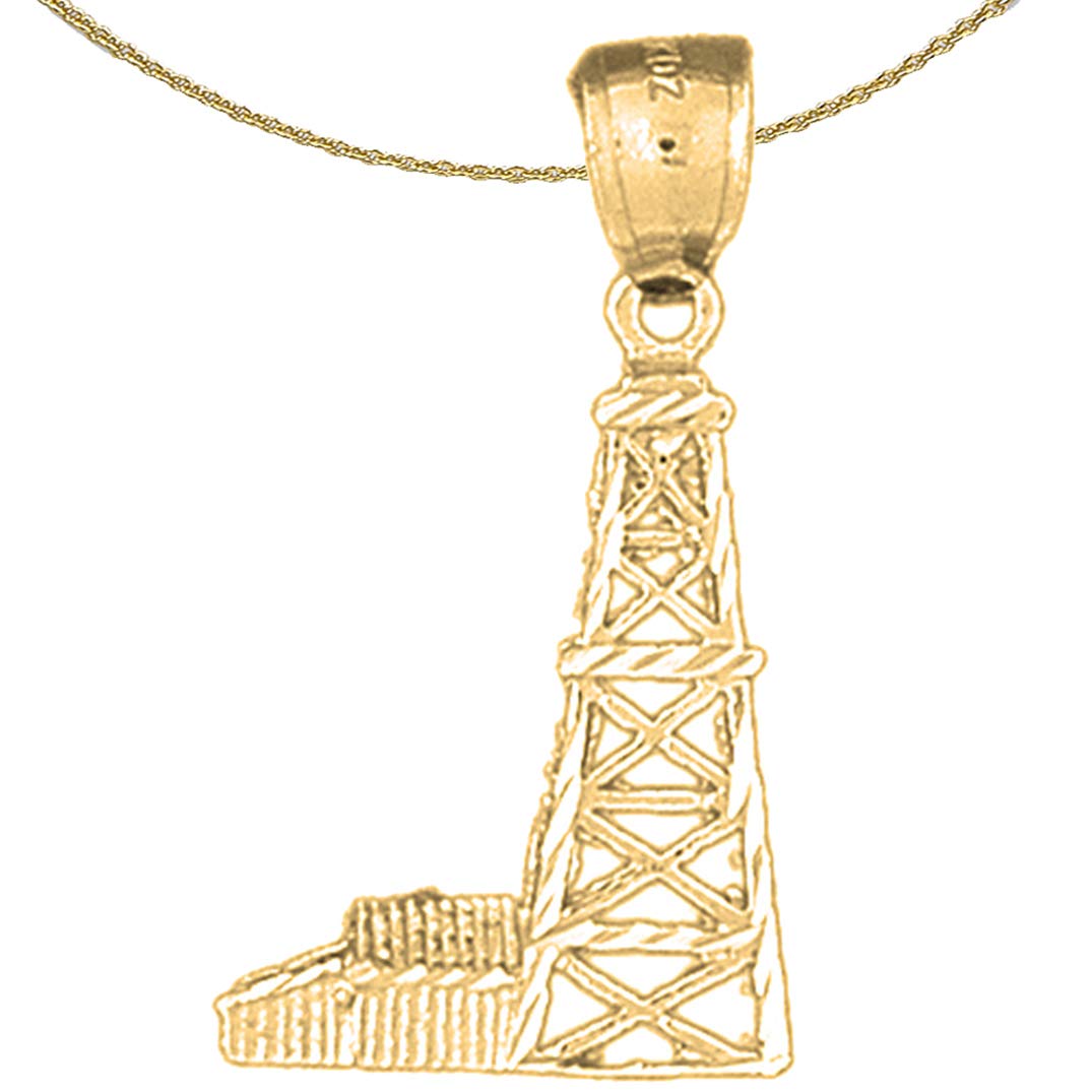 14K Yellow Gold Plated 925 Silver Oil Well Pendant Necklace - 18