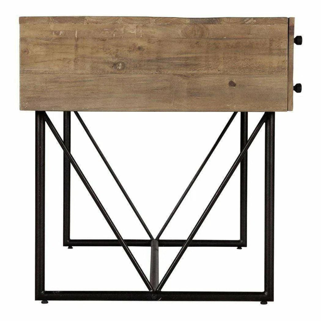 63 Inch Natural Rustic Wooden Desk - Home Office Writing Table with Spacious Workspace for Study, Work, and Remote Learning