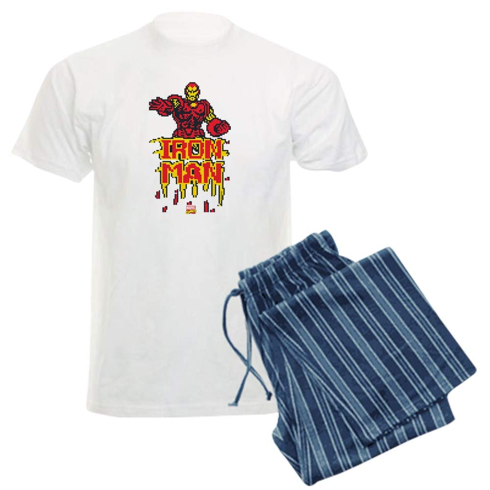 Iron Man Pixel Art Men's Lightweight Pajama Set - Superhero Sleepwear for Marvel Fans, Comfortable Lounge Wear for Home & Movie Nights