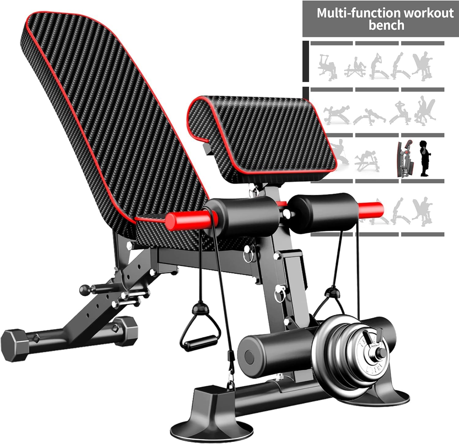 Adjustable Weight Bench for Home Gym - Foldable Incline Decline Workout Bench for Full Body Training, Supports 600 lbs - Perfect for Strength Training, Muscle Building & Home Fitness Routines