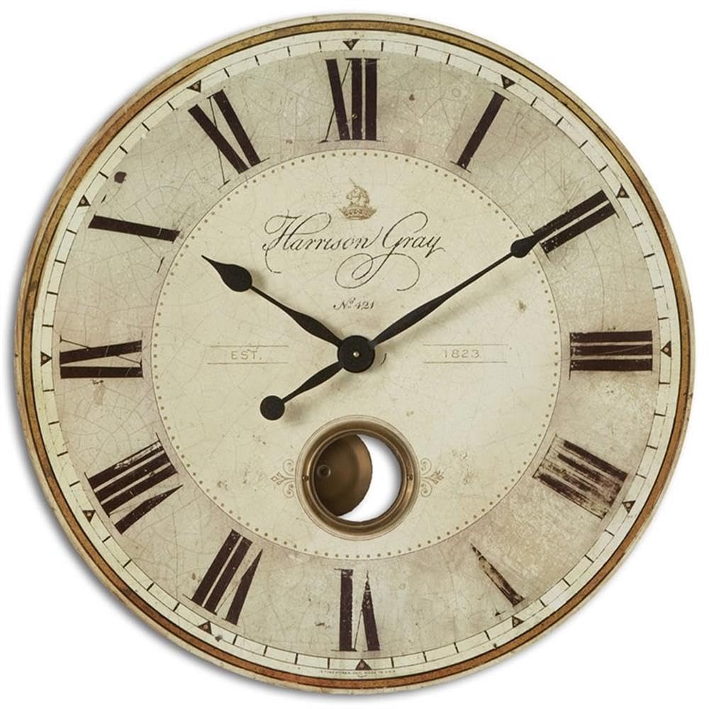 BOWERY HILL Modern 30 Inch Round Wall Clock - Black and Ivory Finish - Perfect for Living Room, Bedroom, Office & Home Decor