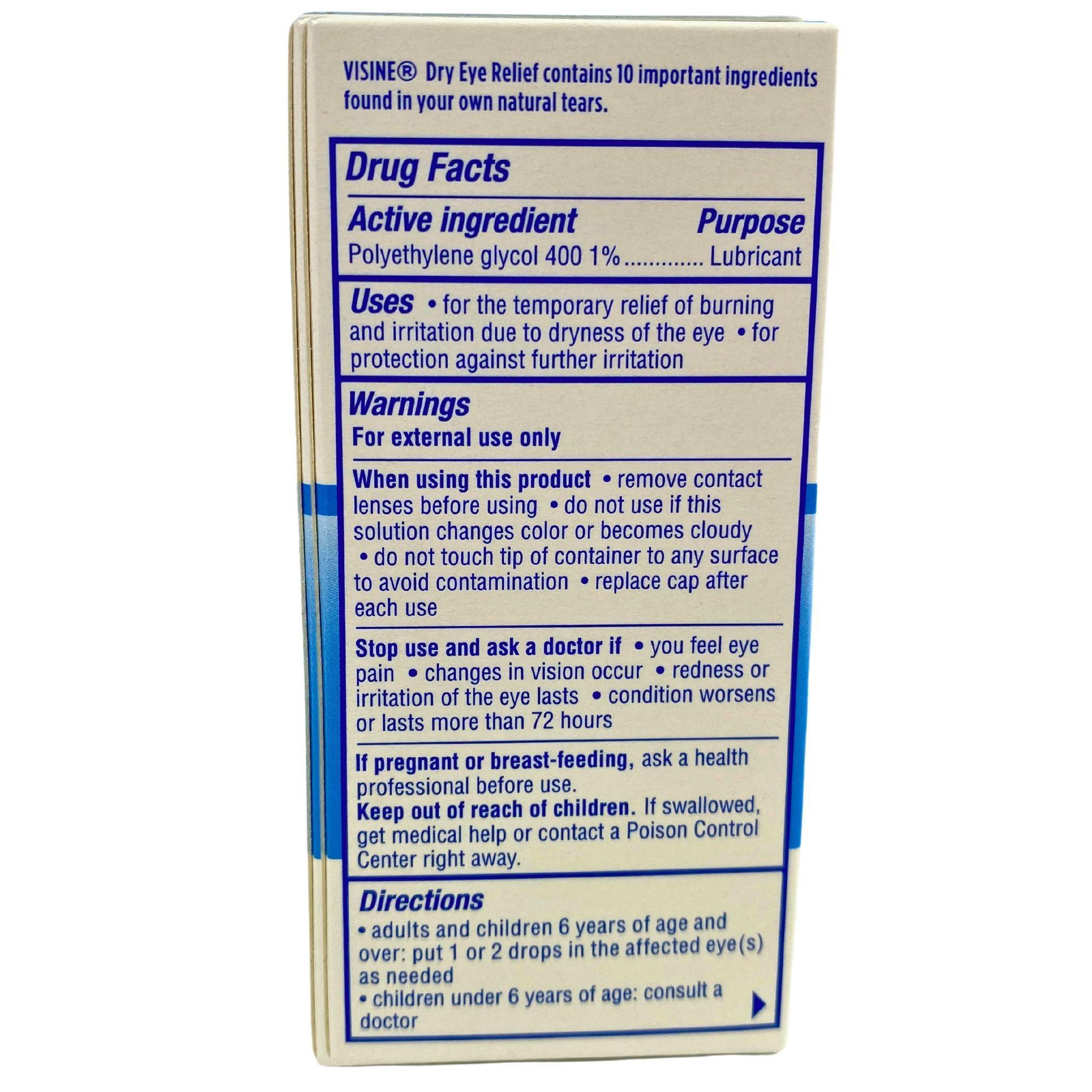Visine Dry Eye Relief Eye Drops - 50 Count Pack for Dry, Itchy, Red Eyes - Moisturizing & Soothing Formula for All-Day Comfort - Perfect for Office, Travel & Contact Lens Wearers