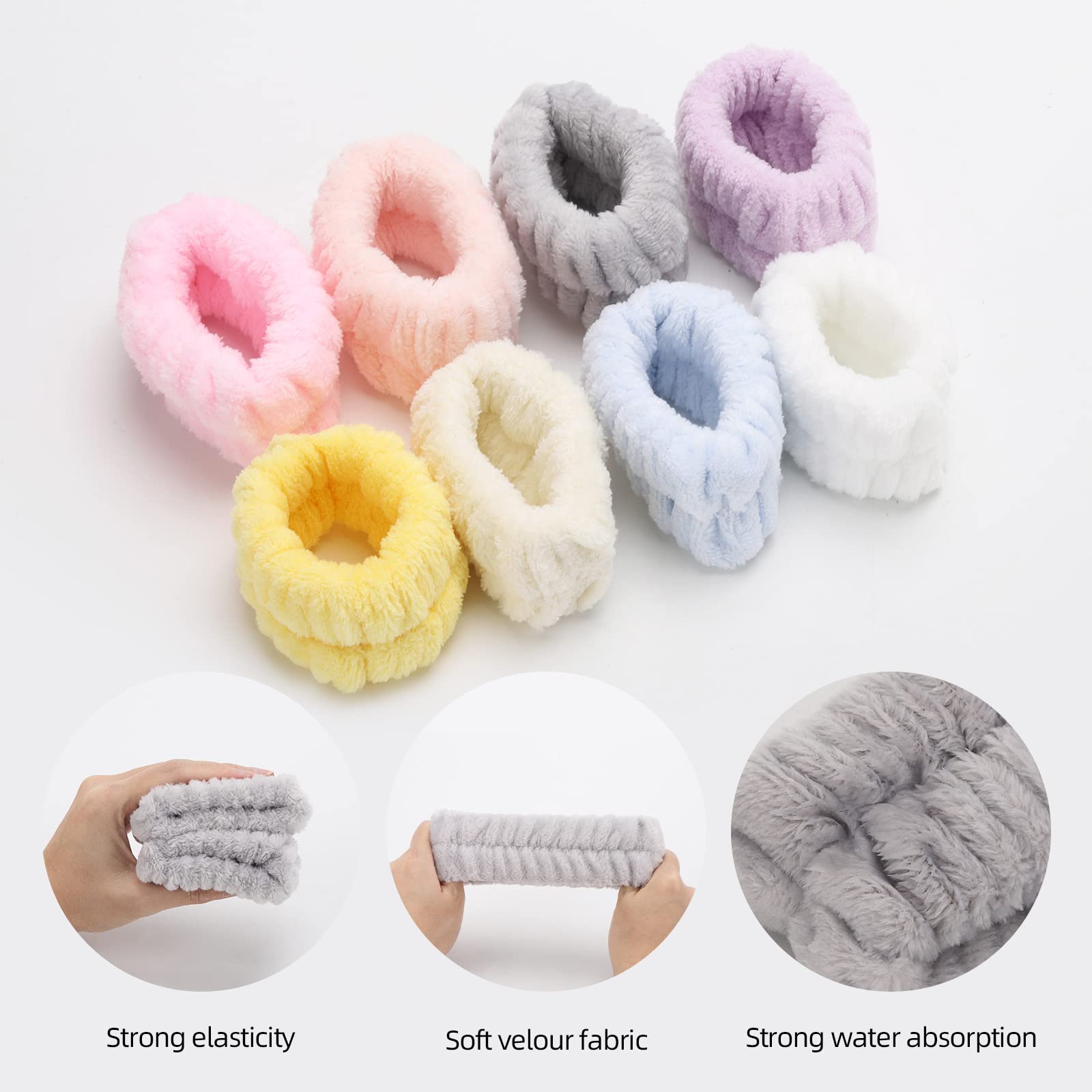 16 Pack Microfiber Face Washing Wristbands for Women - Spa Quality Wrist Towels to Prevent Water Dripping During Skincare Routine | Perfect for Facial Cleansing, Makeup Removal & Spa Treatments