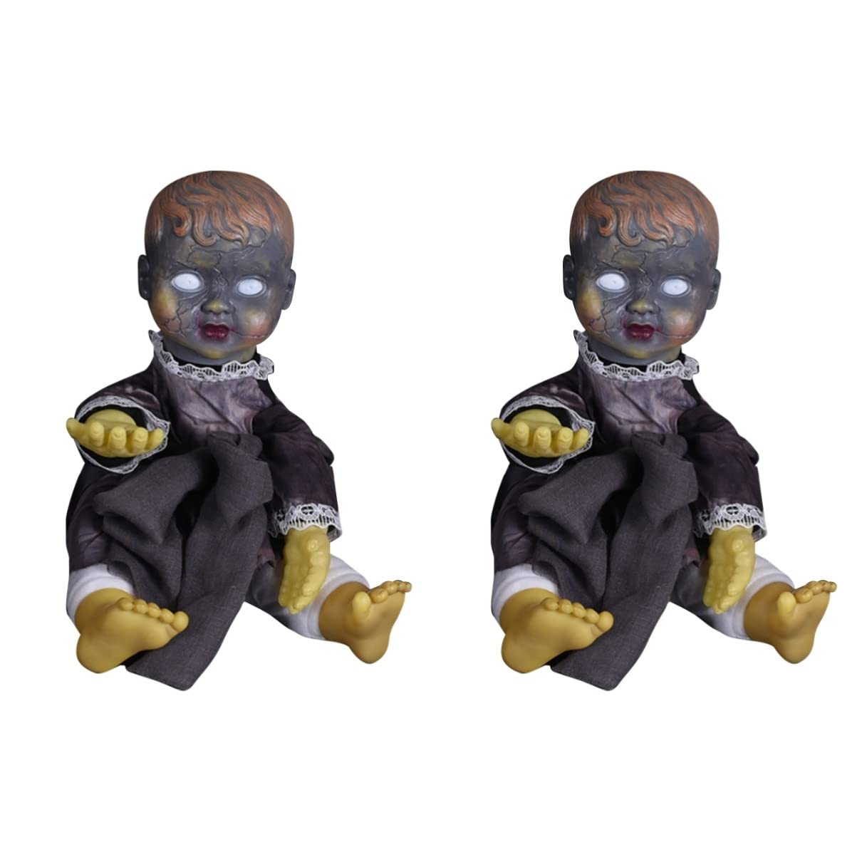Bestoyard 2 Pack Realistic Resin Animal Skull Decor - Halloween Baby Doll, Skeleton Bones & Heads for Spooky Home Decor, Party Props, Haunted House Display, and Gothic Themed Collections