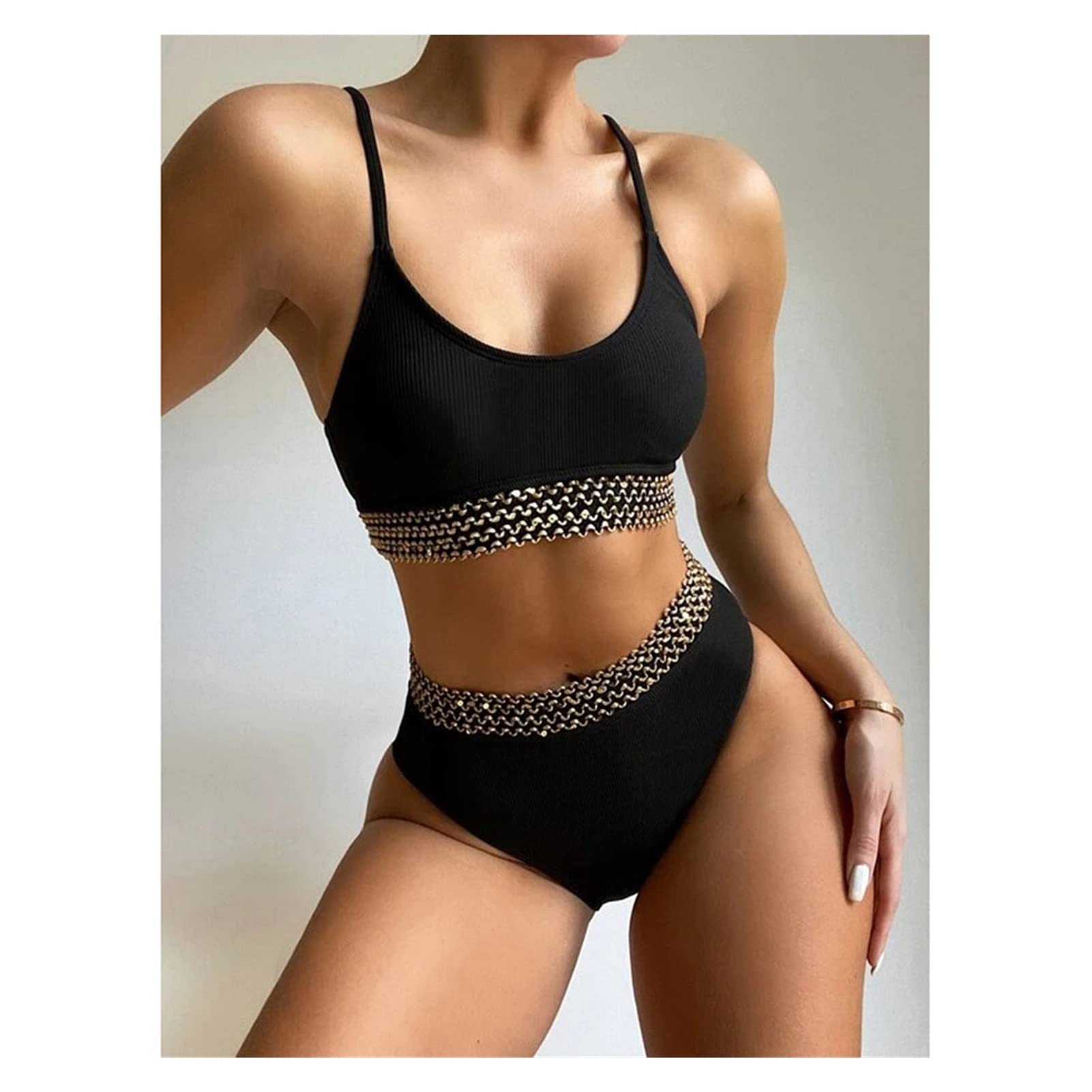 Sexy High Waist Bikini Set - Push Up Swimsuit for Women, Slimming White Two Piece Swimwear (XL) | Perfect for Beach Vacation, Pool Party & Summer Getaways